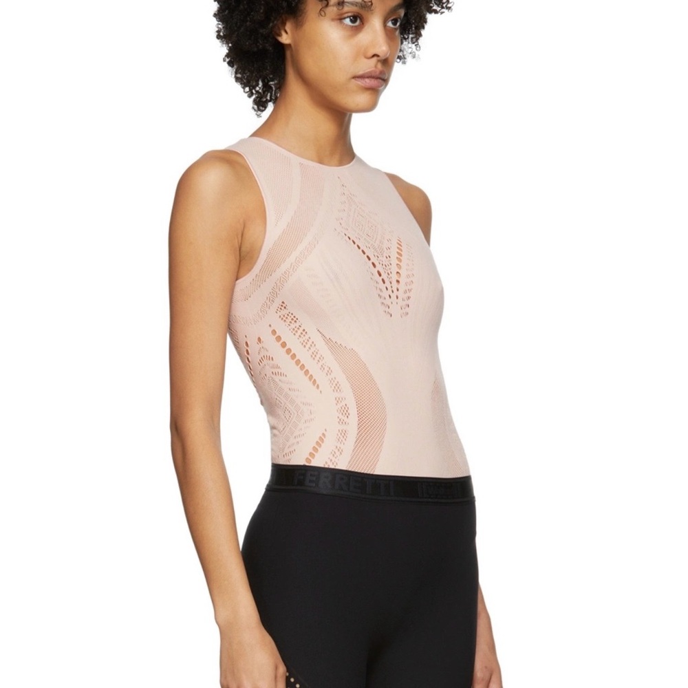 Wolford x Alberta Ferretti Pink Ajouré Net Bodysuit